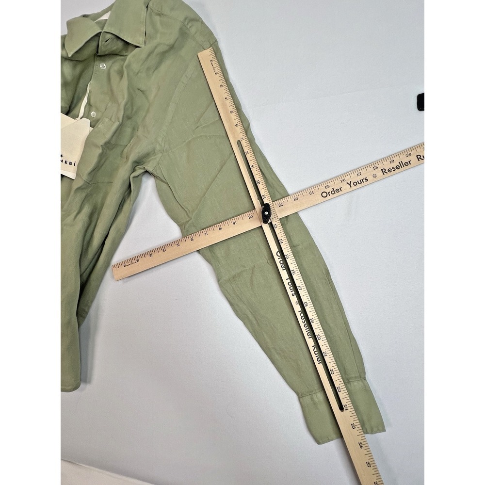 Manebi Men's Washed Linen LS Button-Up Panama Shirt Sage Size‎ XL Made In Italy - Picture 11 of 14